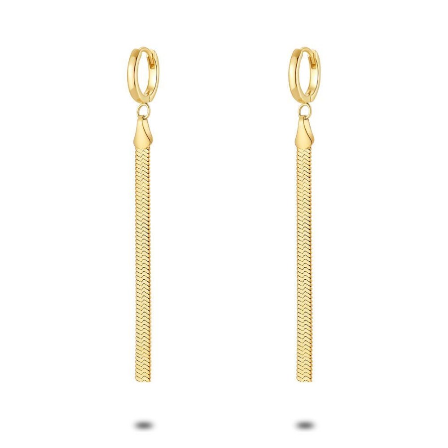 Women Twice As Nice | Gold Coloured Stainless Steel Earrings, Flat Snake