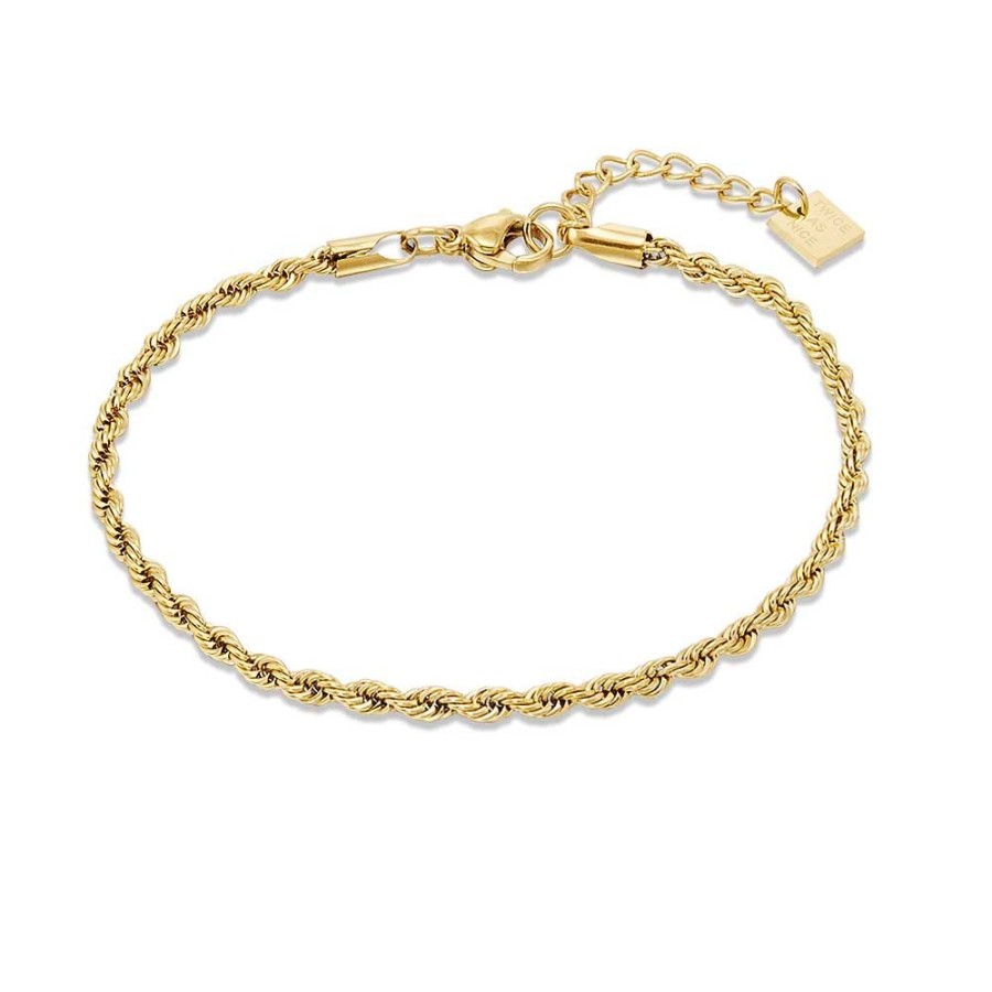 Women Twice As Nice | Gold Coloured Stainless Steel Bracelet, Twisted Chain, 2,3 Mm