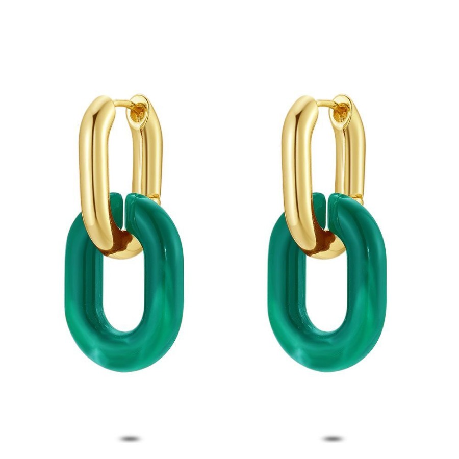 Women Twice As Nice | High Fashion Hoops, Oval Links, Turquoise Resin