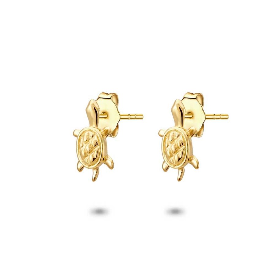 Women Twice As Nice | 18Ct Gold Plated Silver Earrings, Small Turtle