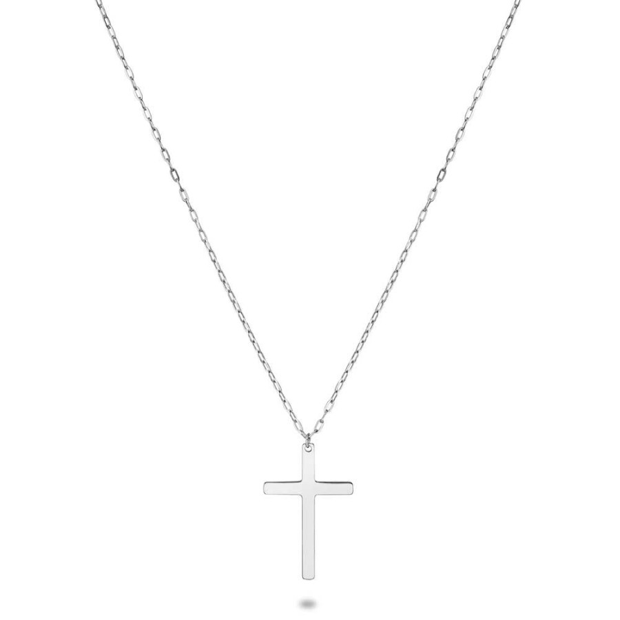 Women Twice As Nice | Stainless Steel Necklace, Cross, Oval Links