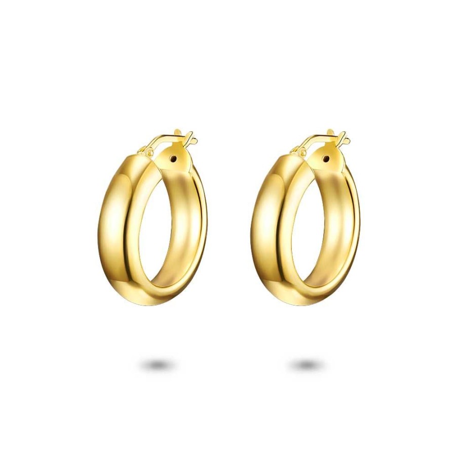 Women Twice As Nice | 18Ct Gold Plated Silver Earrings, Hoop, 21 Mm/6 Mm