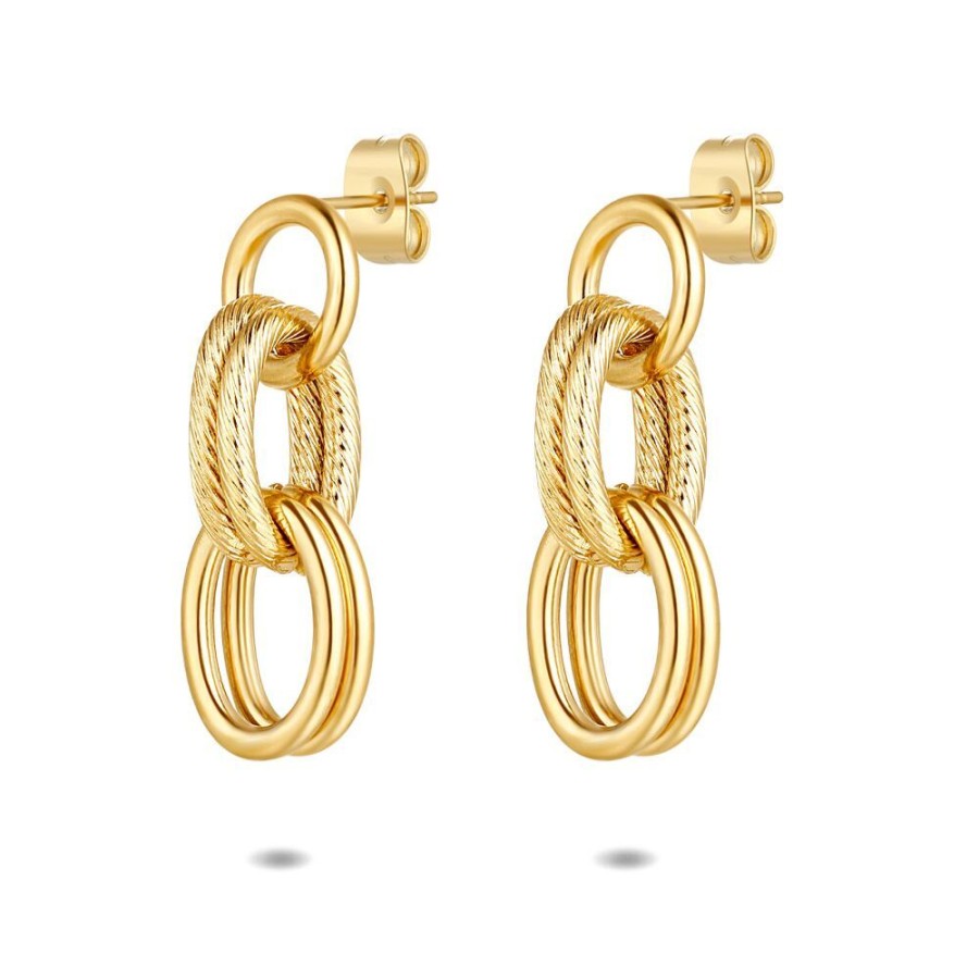 Women Twice As Nice | Gold Coloured Stainless Steel Earrings, Circles And Ovals