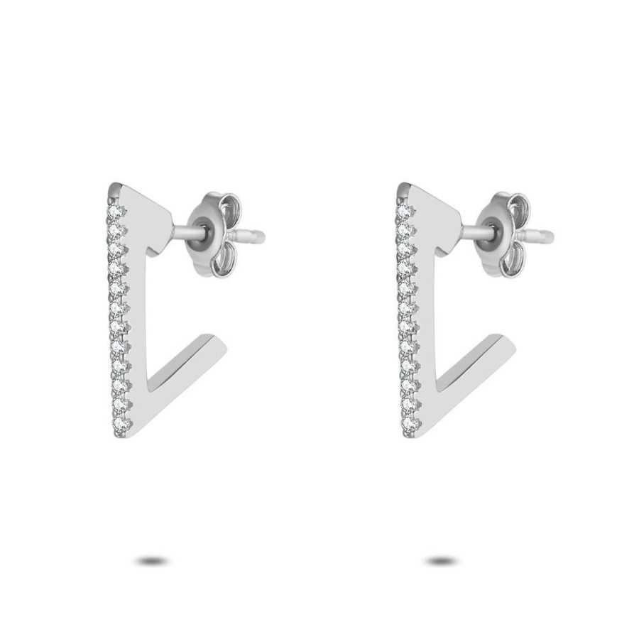 Women Twice As Nice | Silver Earrings, Triangle, Zirconia