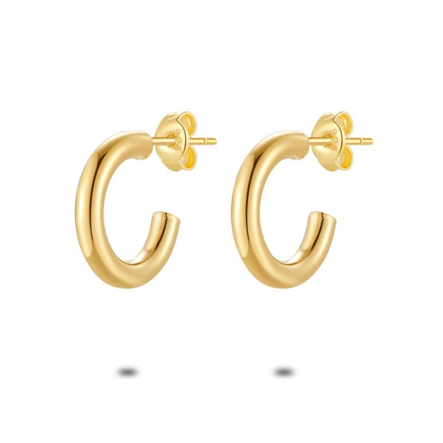 Women Twice As Nice | 18Ct Gold Plated Silver Earrings, Open Hoop Earring, 15 Mm