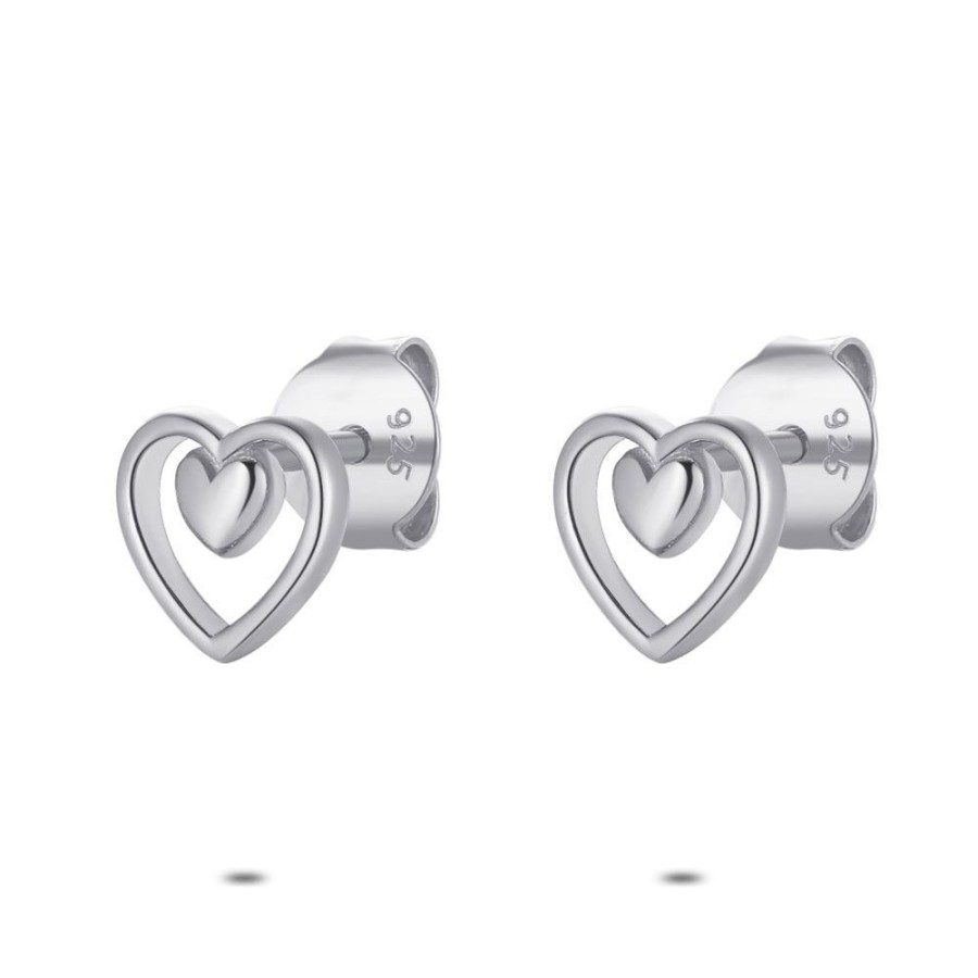 Women Twice As Nice | Silver Earrings, Open Heart