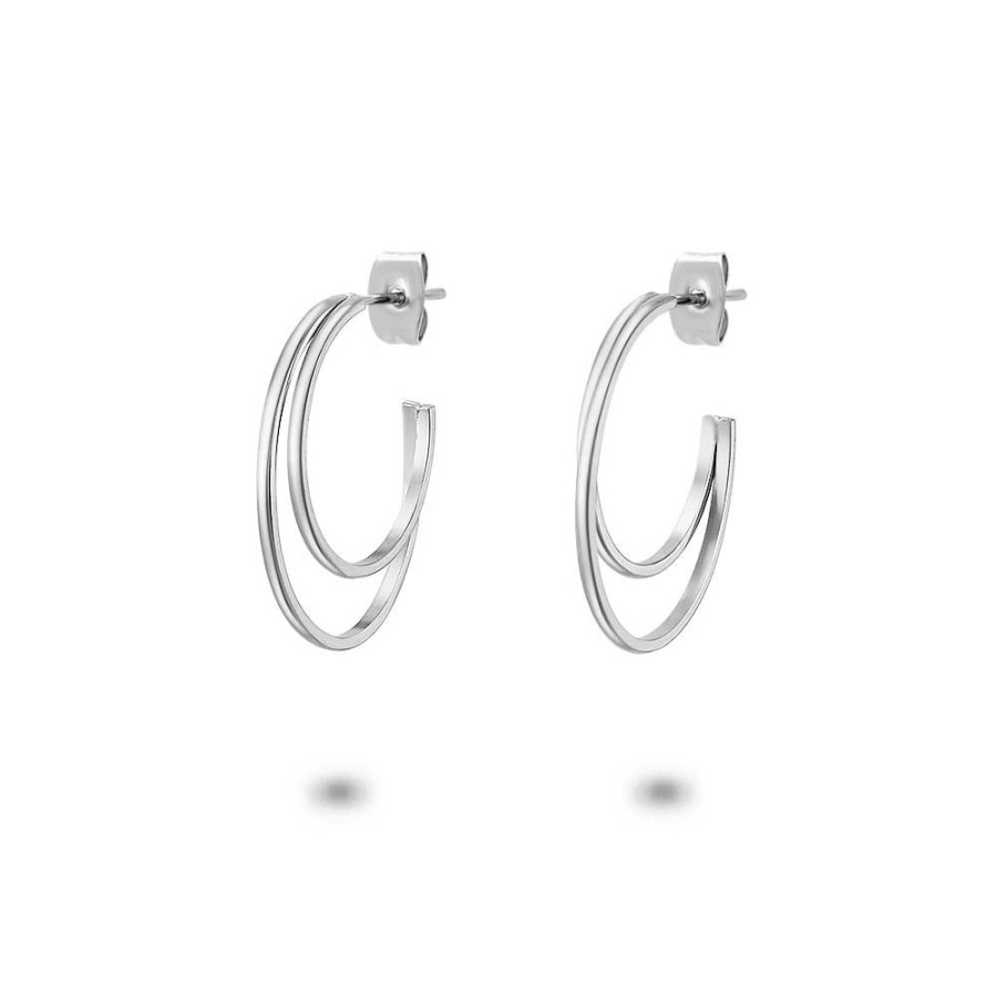 Women Twice As Nice | Stainless Steel Earrings, Double Hoop