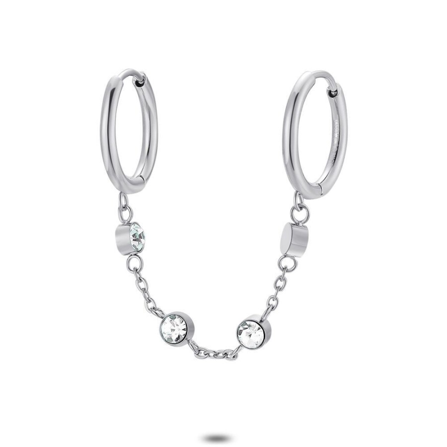 Women Twice As Nice | Stainless Steel Earring Per Piece, 2 Earrings With Chain