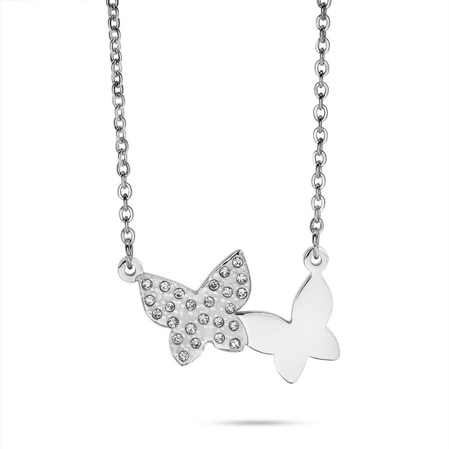 Women Twice As Nice | Stainless Steel Necklace, 2 Butterflies