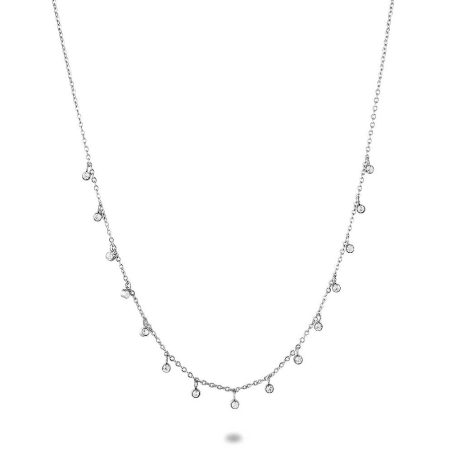 Women Twice As Nice | Stainless Steel Necklace With Dangling Crystals