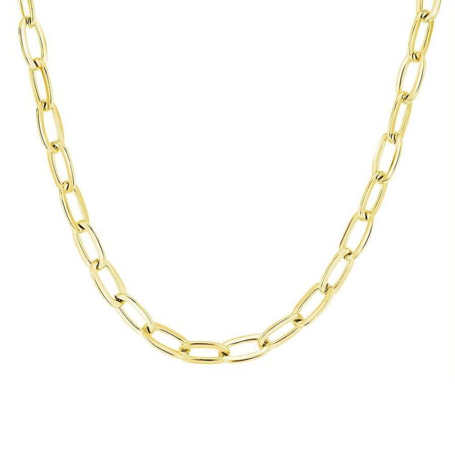 Women Twice As Nice | Gold Coloured Stainless Steel Necklace, Oval Links 8 Mm