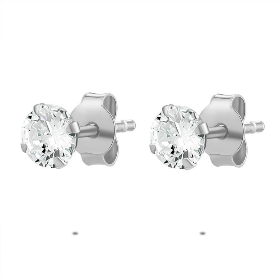 Women Twice As Nice | Silver Earrings, 5 Mm White Zirconia