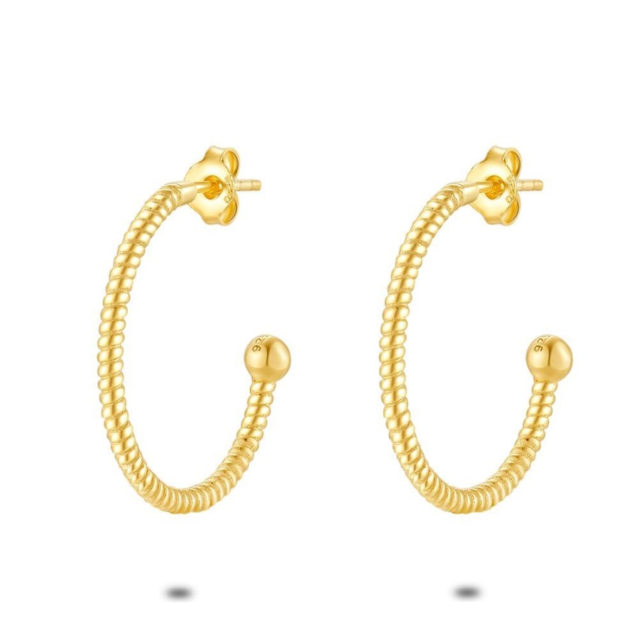 Women Twice As Nice | 18Ct Gold Plated Silver Earrings, Open Hoops, 2.5 Cm