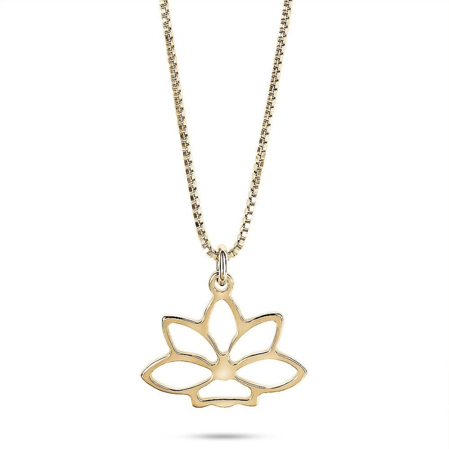 Women Twice As Nice | 18Ct Gold Plated Silver Necklace, Lotus Flower