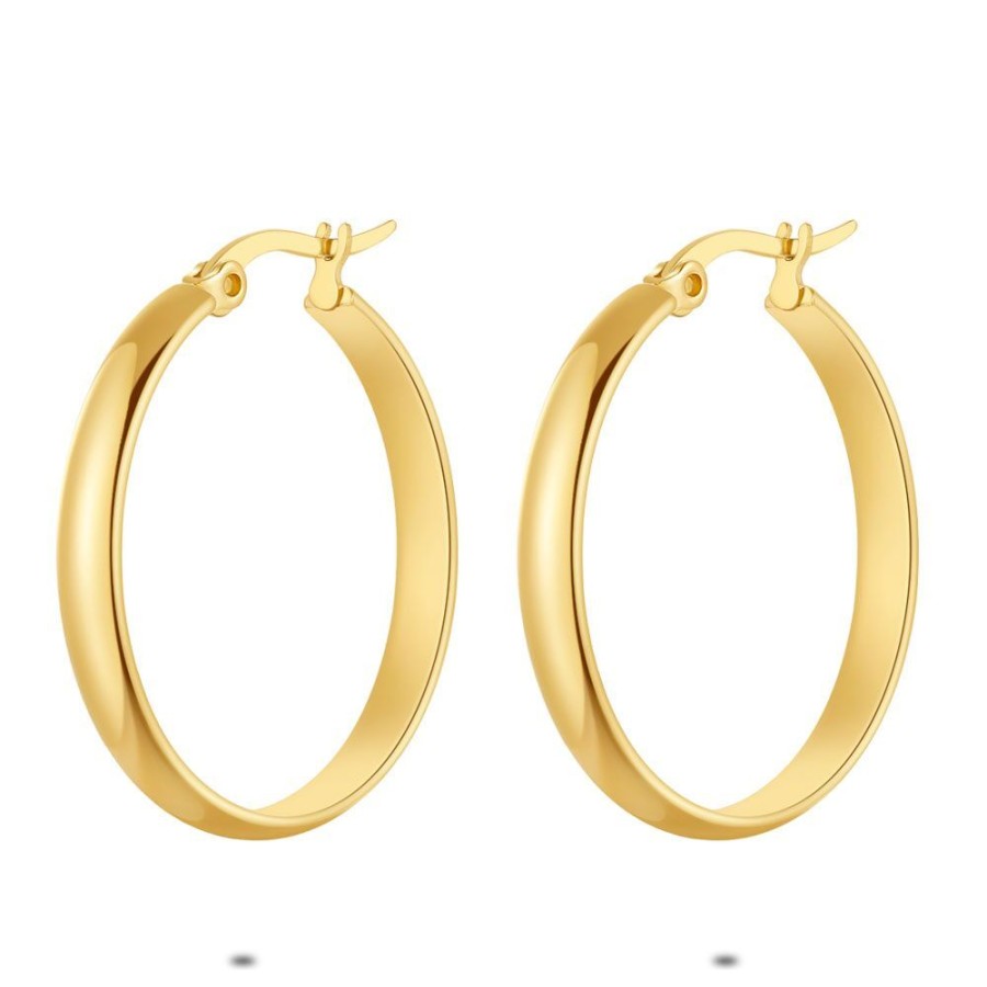 Women Twice As Nice | Gold Coloured Stainless Steel Earrings, Hoop Earrings, 30 Mm