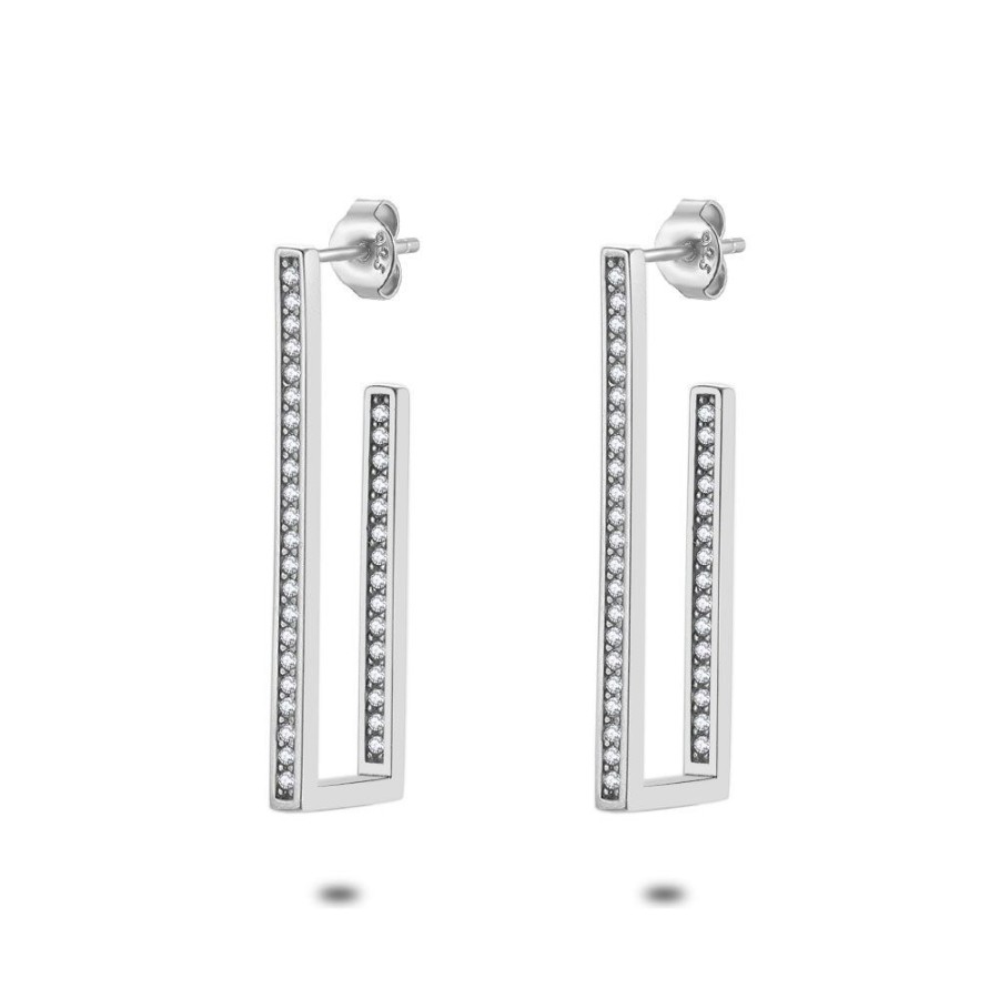 Women Twice As Nice | Silver Earrings, Open Rectangle 30 Mm