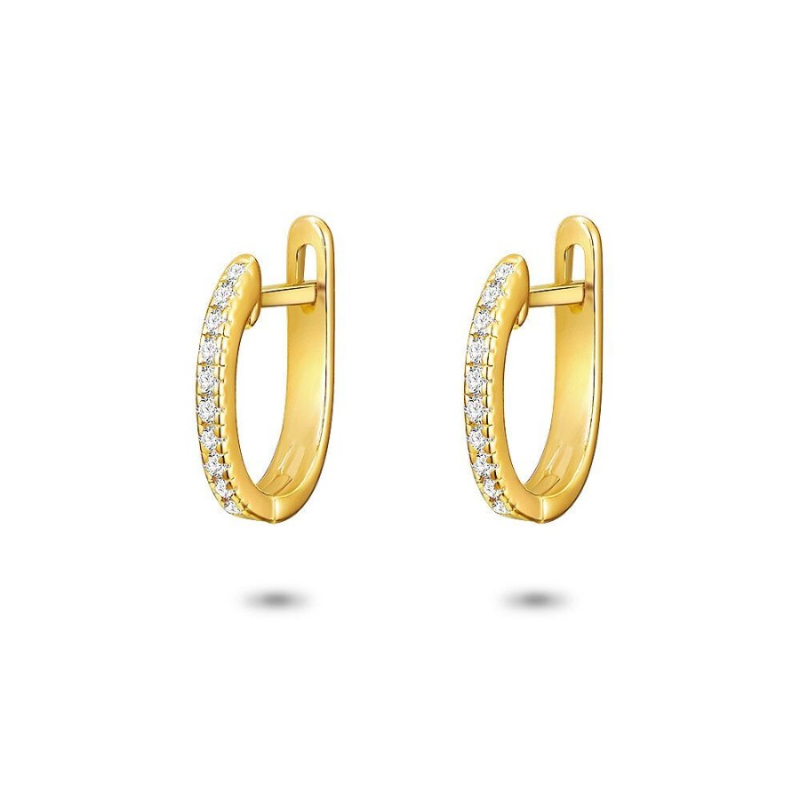 Women Twice As Nice | 18Ct Gold Plated Silver Earrings, Hoop Earrings In Zirconia