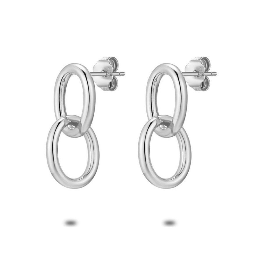 Women Twice As Nice | Silver Earrings, 2 Intertwined Ovals