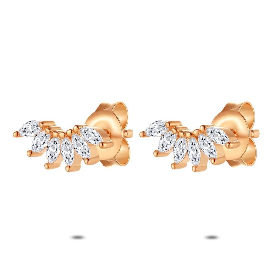 Women Twice As Nice | Rose Silver Earrings, Zirconia Crown