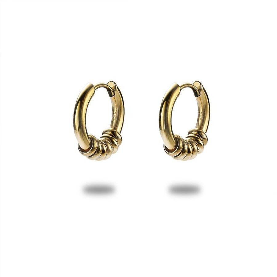 Women Twice As Nice | Gold-Coloured Stainless Steel Earrings, Hoop Earrings With 6 Rings