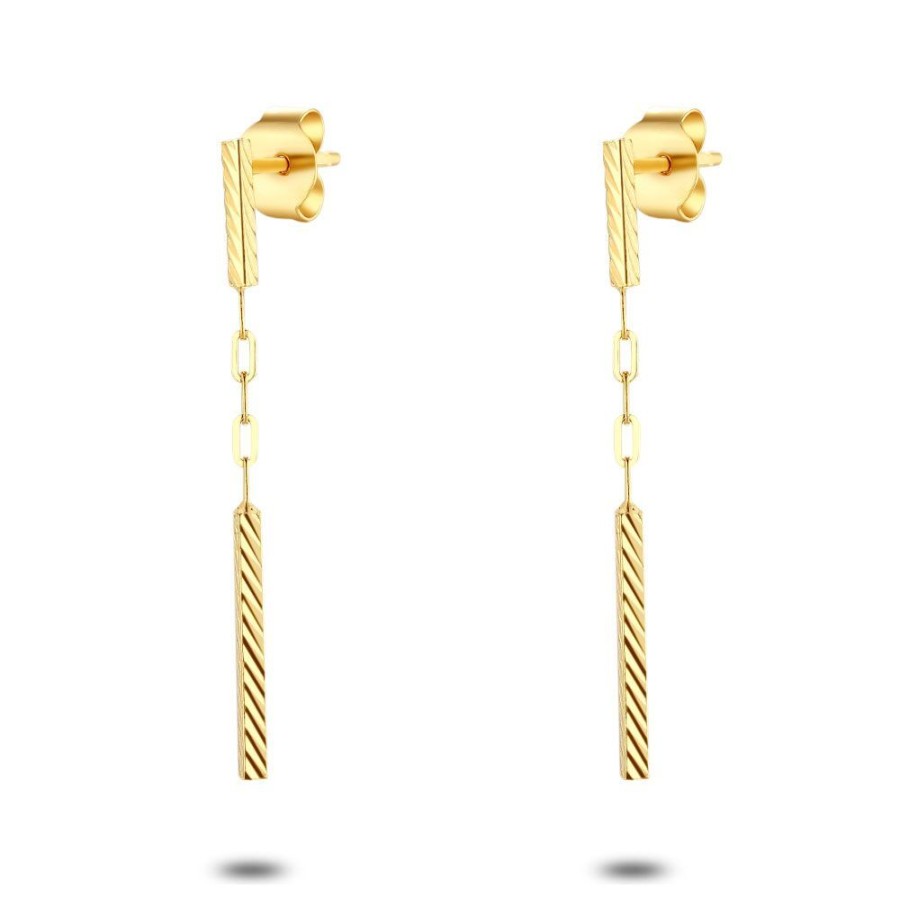 Women Twice As Nice | 18Ct Gold Plated Silver Earrings, 2 Small Rectangles