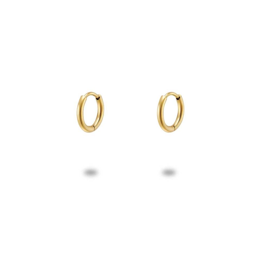 Women Twice As Nice | Gold Coloured Stainless Steel Earrings, Hoop 10 Mm