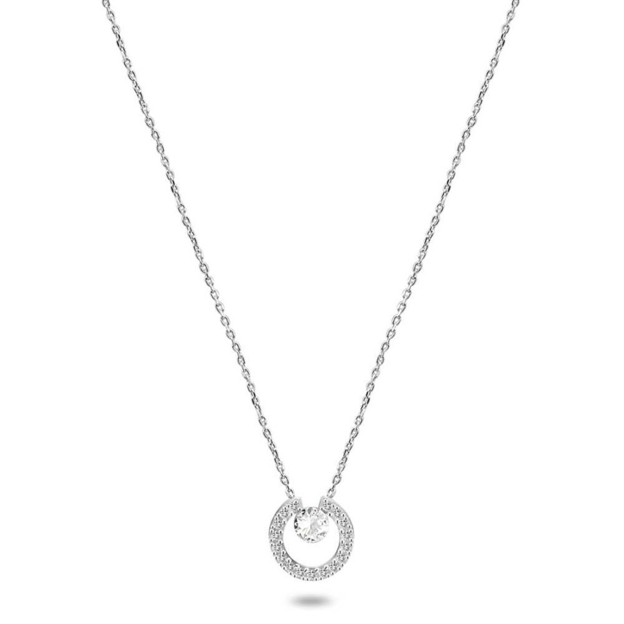 Women Twice As Nice | Silver Necklace, Circle With Zirconia And Crystal