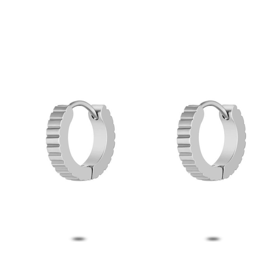 Women Twice As Nice | Stainless Steel Earrings, Striped Hoop Earring