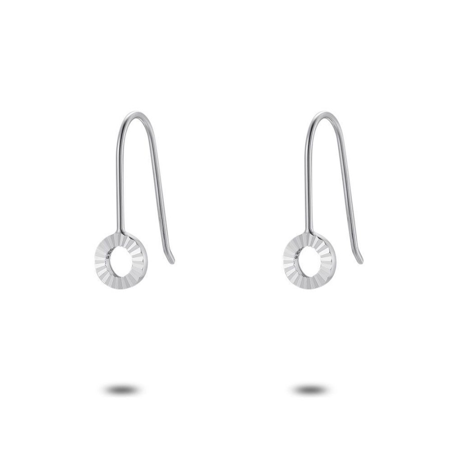 Women Twice As Nice | Silver Earrings, Hammered Circle On Hook