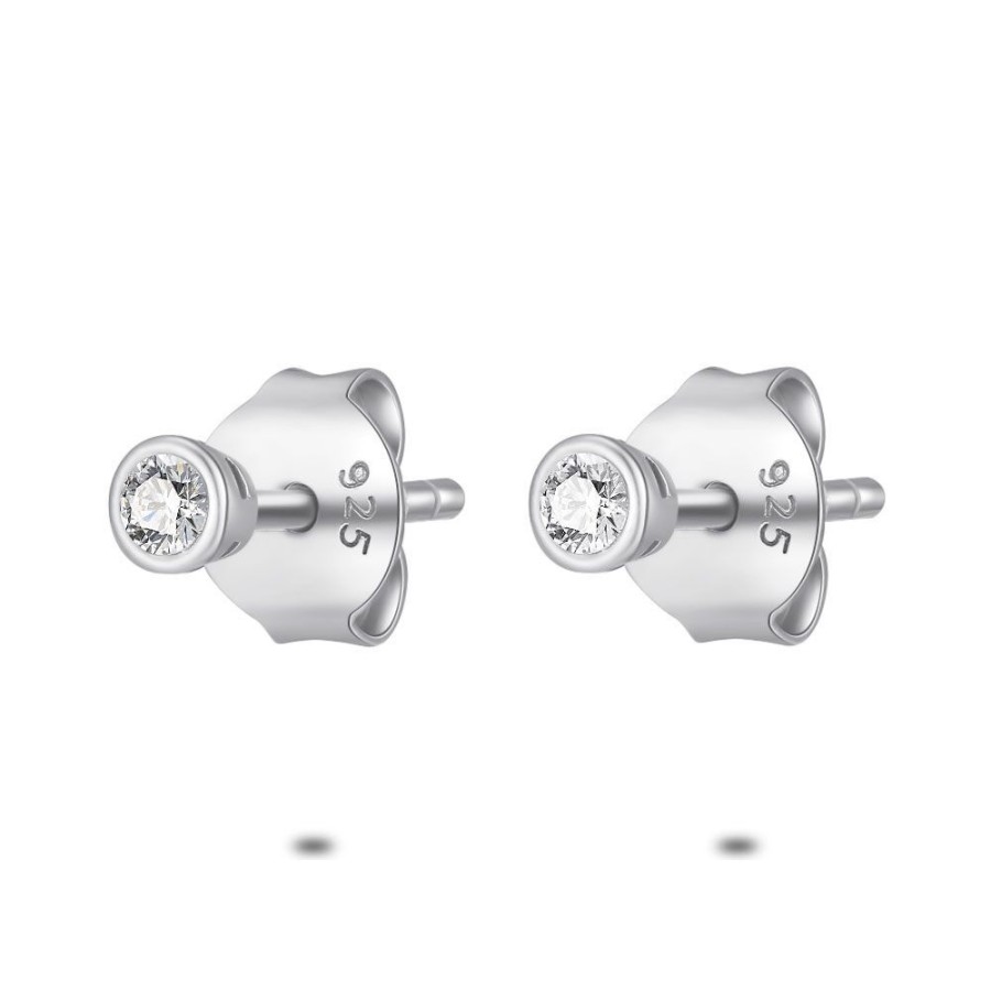 Women Twice As Nice | Silver Earrings, 1 Zirconia, 2 Mm