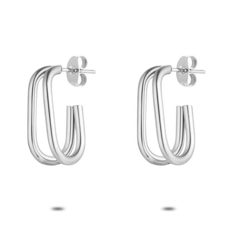 Women Twice As Nice | Stainless Steel Earrings, Oval Hoop Earring