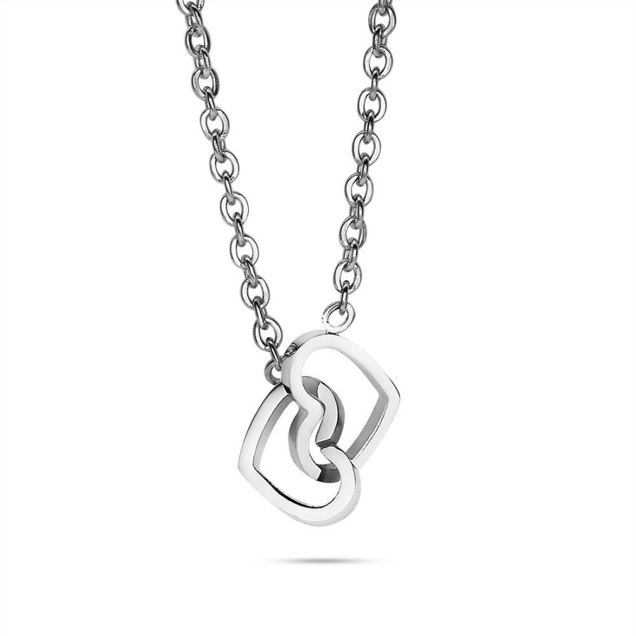 Women Twice As Nice | Stainless Steel Necklace, Open Hearts