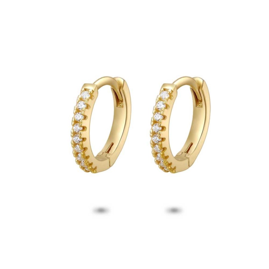 Women Twice As Nice | 18Ct Gold Plated Silver Earrings, Hoop Earrings, Zirconia