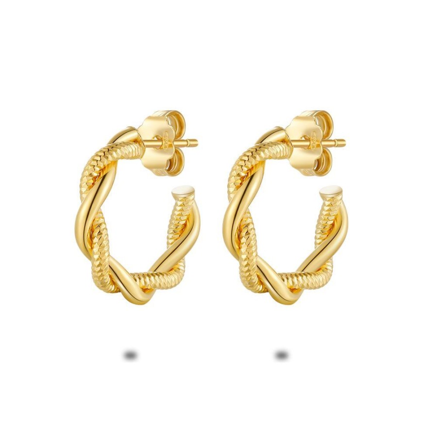 Women Twice As Nice | 18Ct Gold Plated Silver Earrings, Braided Hoop Earrings, 20 Mm