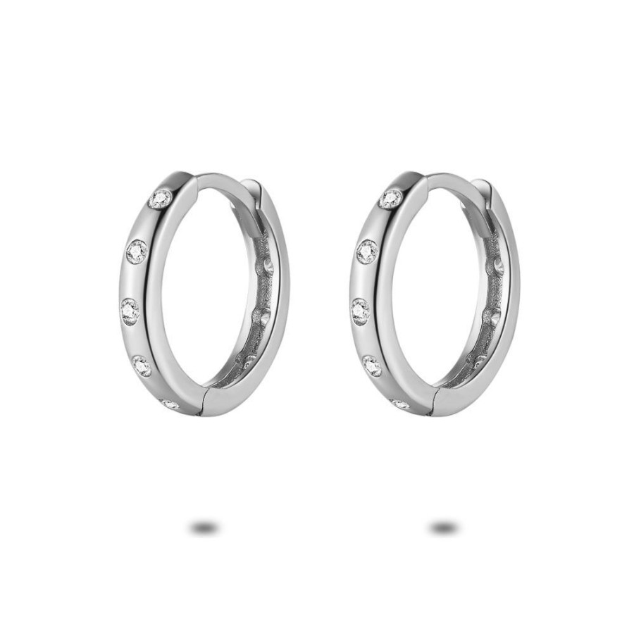 Women Twice As Nice | Silver Earrings, Hoop Earrings, 8 Zirconia