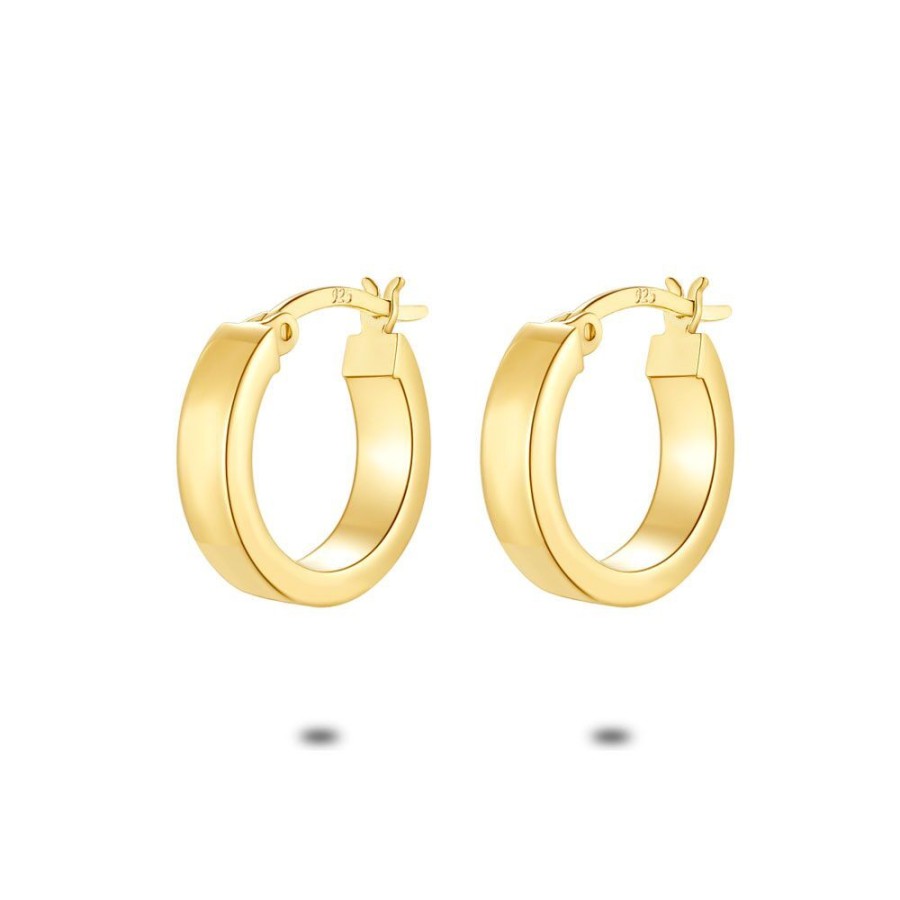 Women Twice As Nice | 18Ct Gold Plated Silver Earrings, Hoop Earrings, 15 Mm