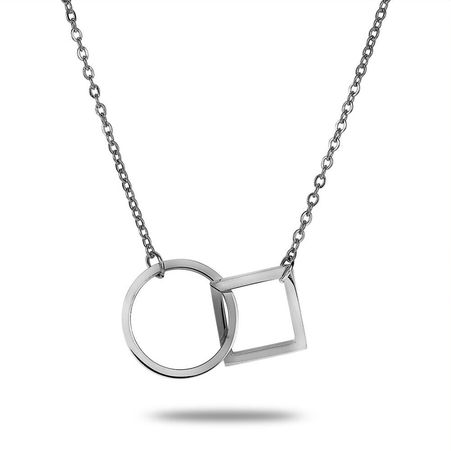 Women Twice As Nice | Stainless Steel Necklace, Circle And Square