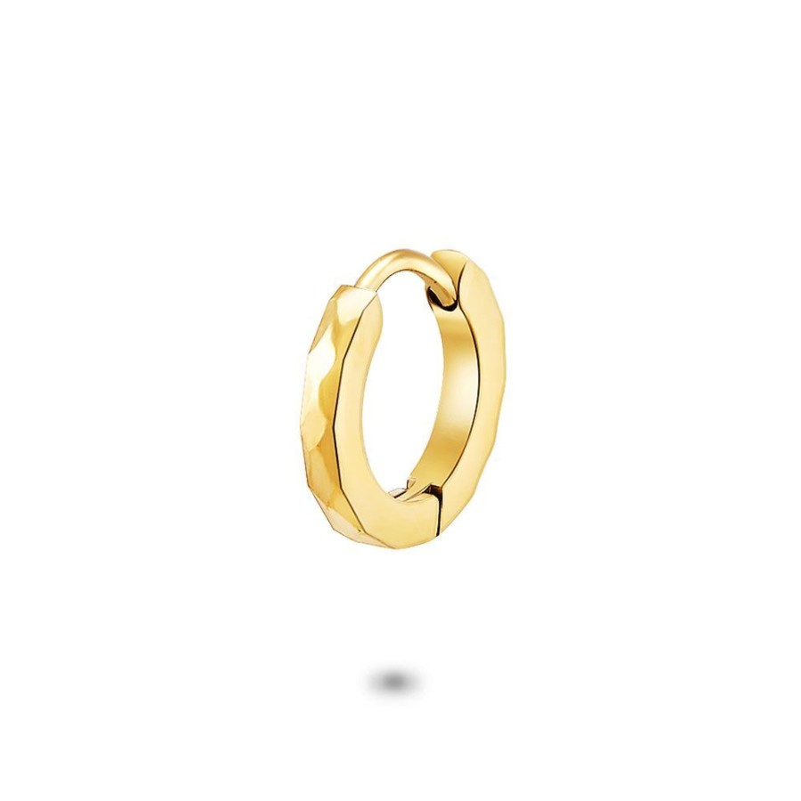 Women Twice As Nice | Earring Per Piece In Gold-Coloured Stainless Steel, Hoop, Textured