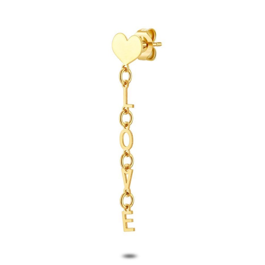 Women Twice As Nice | Earring Per Piece In 18Ct Gold Plated Silver, Heart, Love