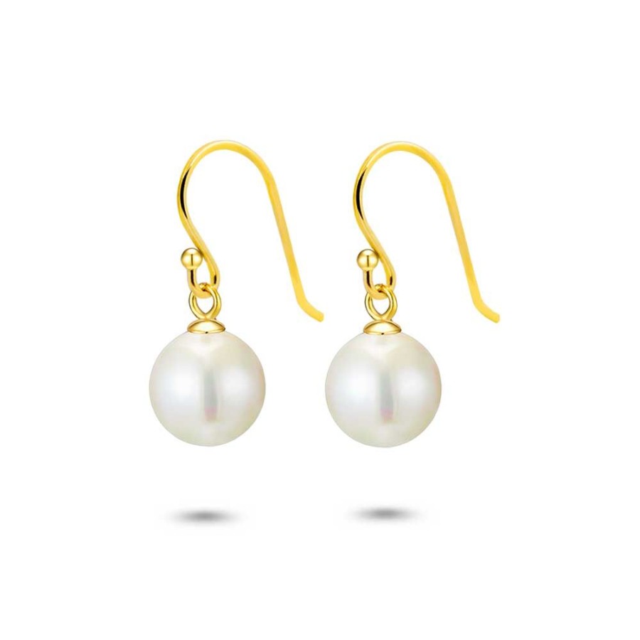 Women Twice As Nice | 18Ct Gold Plated Silver Earrings, Pearl 1Cm