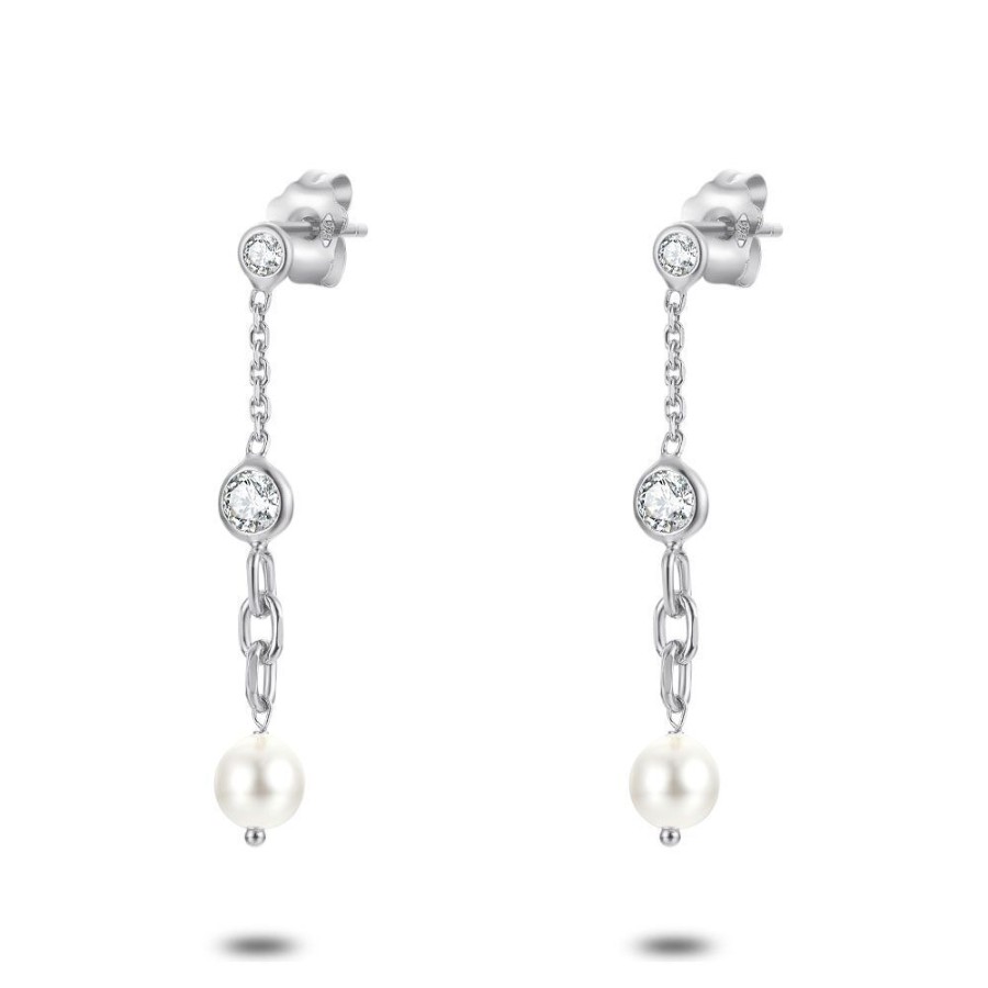 Women Twice As Nice | Silver Earrings, Pearl And Zirconia