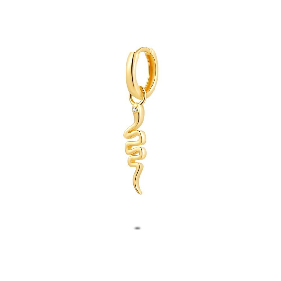 Women Twice As Nice | Earring Per Piece In 18Ct Gold Plated Silver, Hoop, Snake