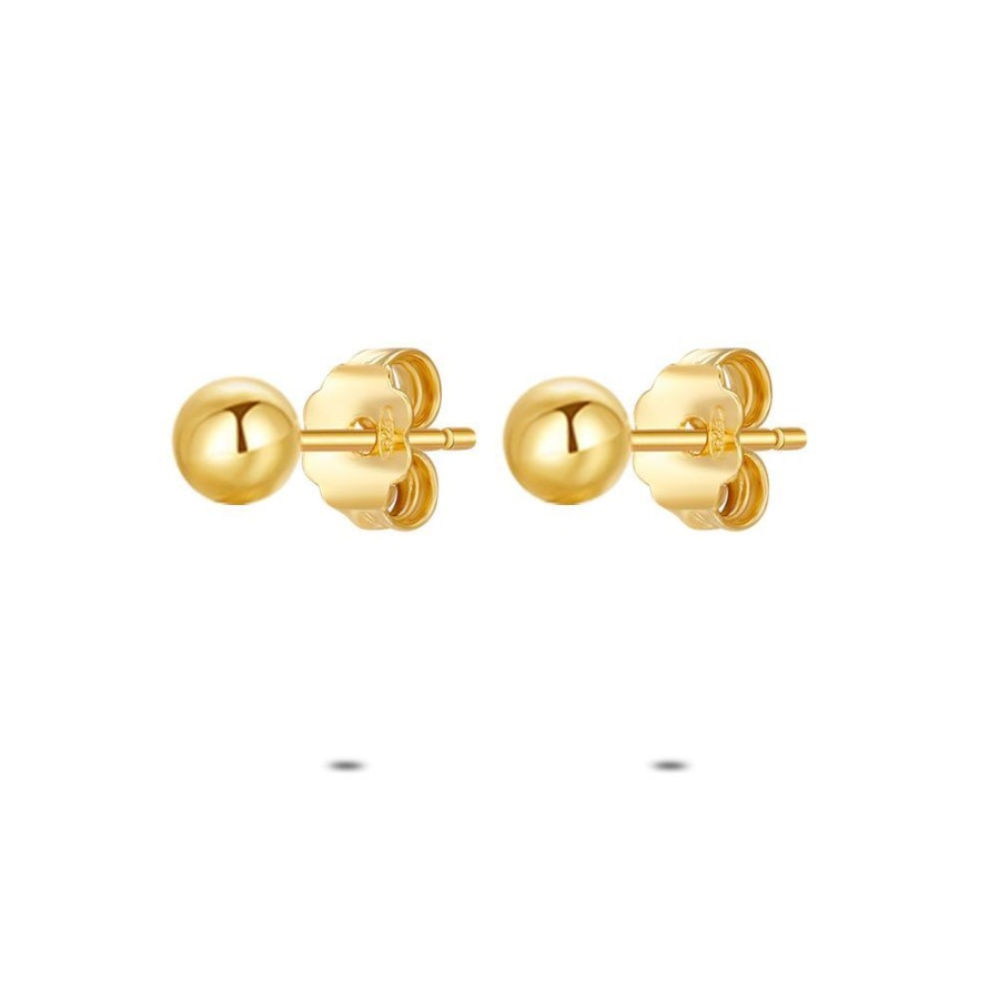 Women Twice As Nice | 18Ct Gold Plated Silver Earrings, Ball, 6 Mm