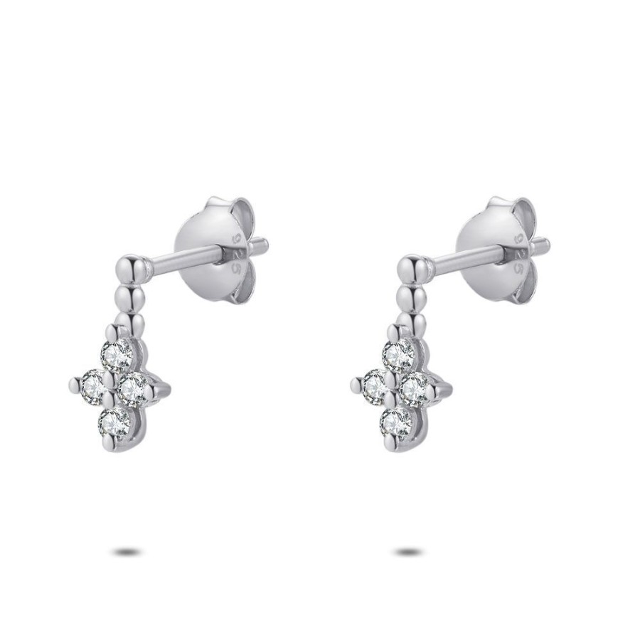 Women Twice As Nice | Silver Earrings, 3 Dots, 4 Zirconia