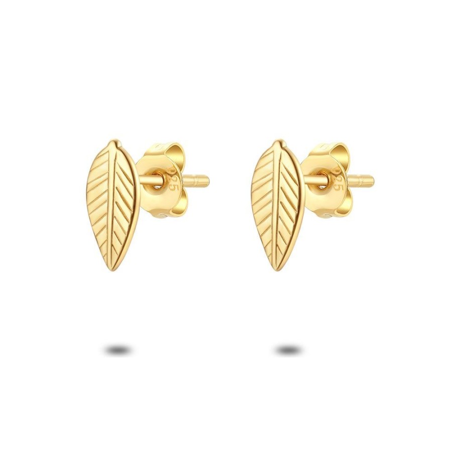 Women Twice As Nice | Earrings In 18Kct Gold Plated Silver, Leaf