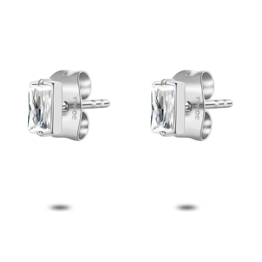 Women Twice As Nice | Stainless Steel Earrings, Bar, Zirconia, 5 Mm