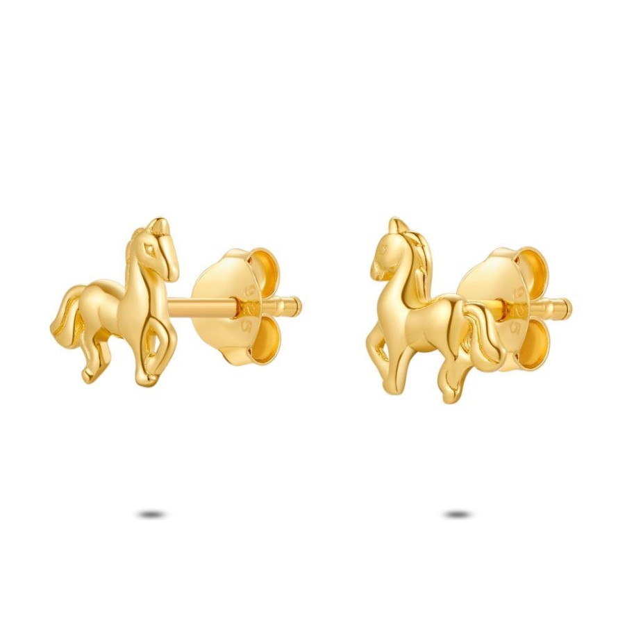 Women Twice As Nice | 18Ct Gold Plated Silver Earrings, Horse