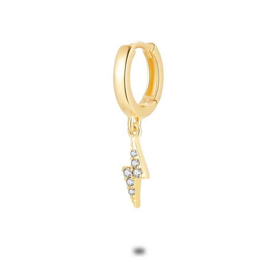 Women Twice As Nice | Earring Per Piece In 18Ct Gold Plated Silver, Lightning Hoop