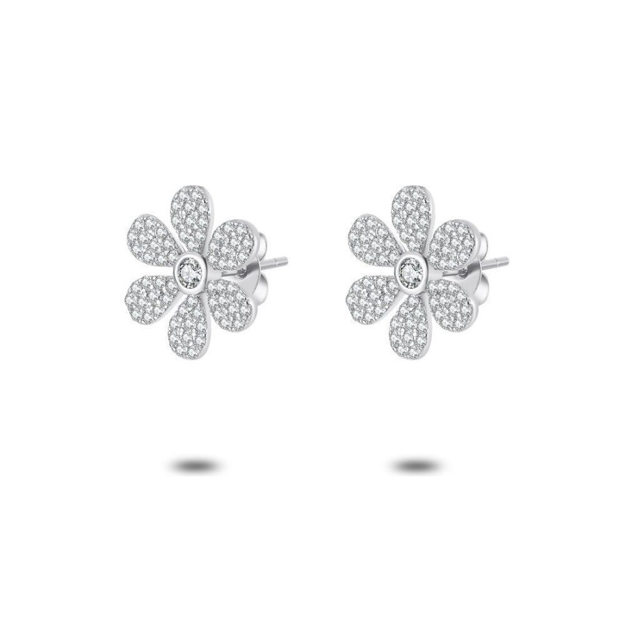 Women Twice As Nice | Silver Earrings, Flower, Zirconia