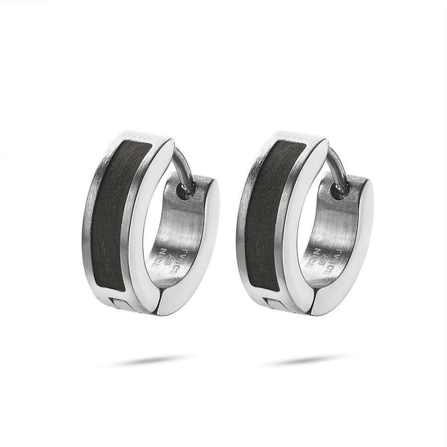 Women Twice As Nice | Stainless Steel Earrings, Mat, Black Hoop Earrings